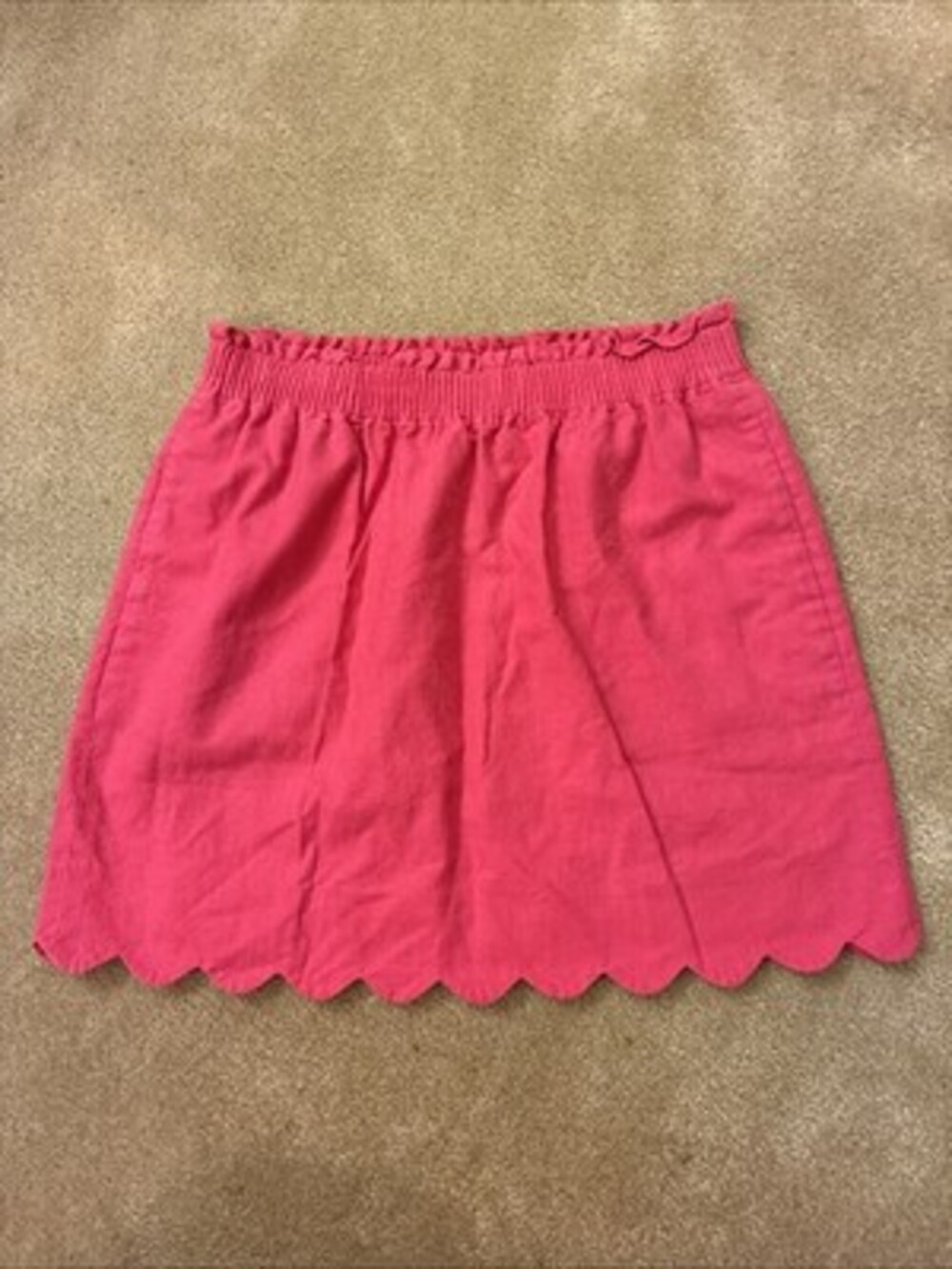 J BY JCREW Size 8 Pink Linen Cotton Scalloped Hem Mini Skirt 16.5” Length GUC